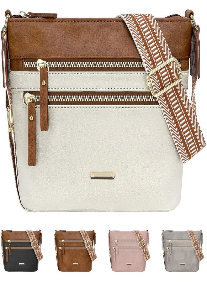 ELONGRIVER Trendy Crossbody Purses for Women, PU Leather Crossbody Bags Womens Cute Cross Body Purses Shoulder Handbags, Beige Brown - Image 1