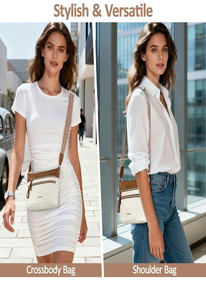 ELONGRIVER Trendy Crossbody Purses for Women, PU Leather Crossbody Bags Womens Cute Cross Body Purses Shoulder Handbags, Beige Brown - Image 2