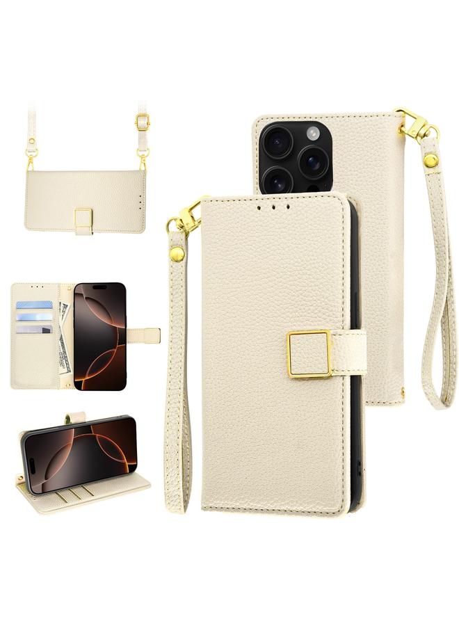 S-TOP Case For iPhone 16 Pro Max Crossbody Litchi Texture Square Buckle Leather Phone Case - Image 1
