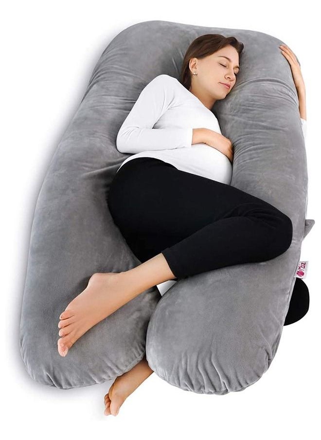 RISHAHOME U Shaped Maternity/Pregnancy Pillow with Removable Velvet Cover and Zipper Closing  - Image 1