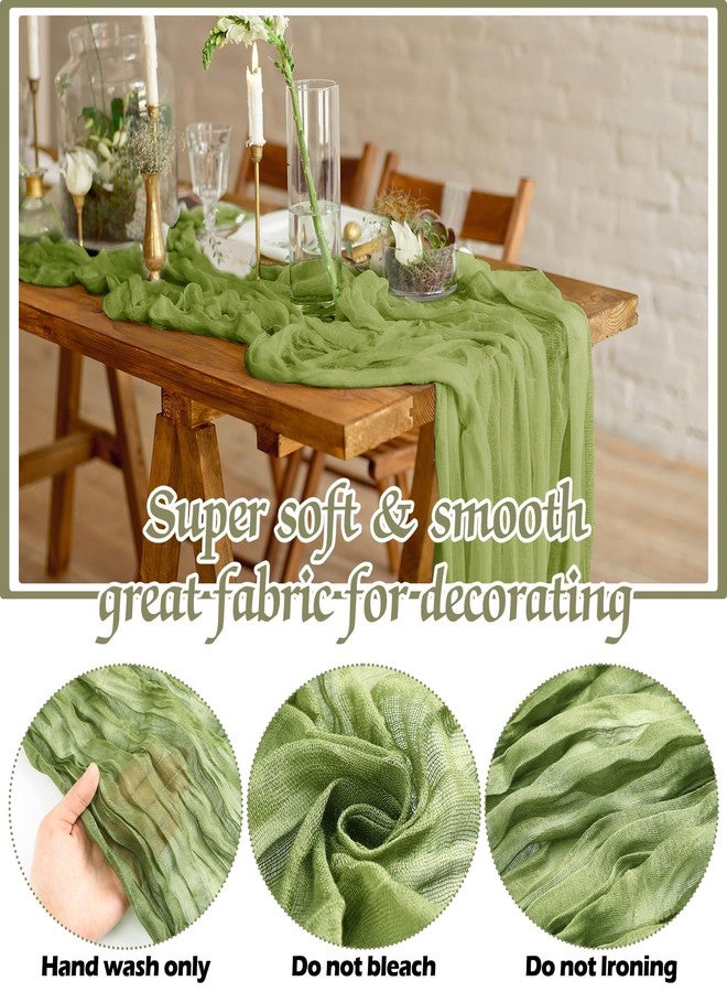 Remagr 12 Pack Sage Green Cheesecloth Table Runners 6 Ft Gauze Table Runners Boho Sage Wedding Decor Rustic Sheer Table Runner for Wedding Table Baby Bridal Shower Birthday Party Decorations - Image 4