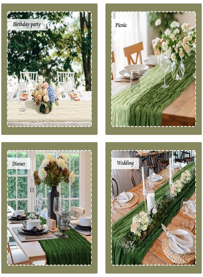 Remagr 12 Pack Sage Green Cheesecloth Table Runners 6 Ft Gauze Table Runners Boho Sage Wedding Decor Rustic Sheer Table Runner for Wedding Table Baby Bridal Shower Birthday Party Decorations - Image 5