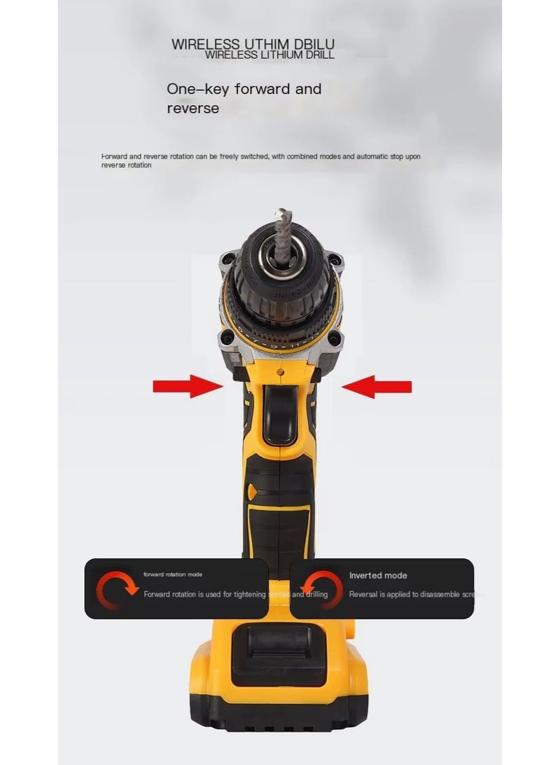 48V Professional Cordless Drill with Two Batteries and Full Case – Cordless Drill for Drilling, Disassembling, and Assembling Furniture – Multi-Speed ​​Power Tool with Bit and Screwdriver Set - Image 2