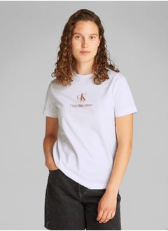 Calvin Klein Jeans Women's Shadow Graphic Regular Fit T-Shirt - Cotton, White  - Image 1