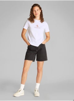 Calvin Klein Jeans Women's Shadow Graphic Regular Fit T-Shirt - Cotton, White  - Image 4