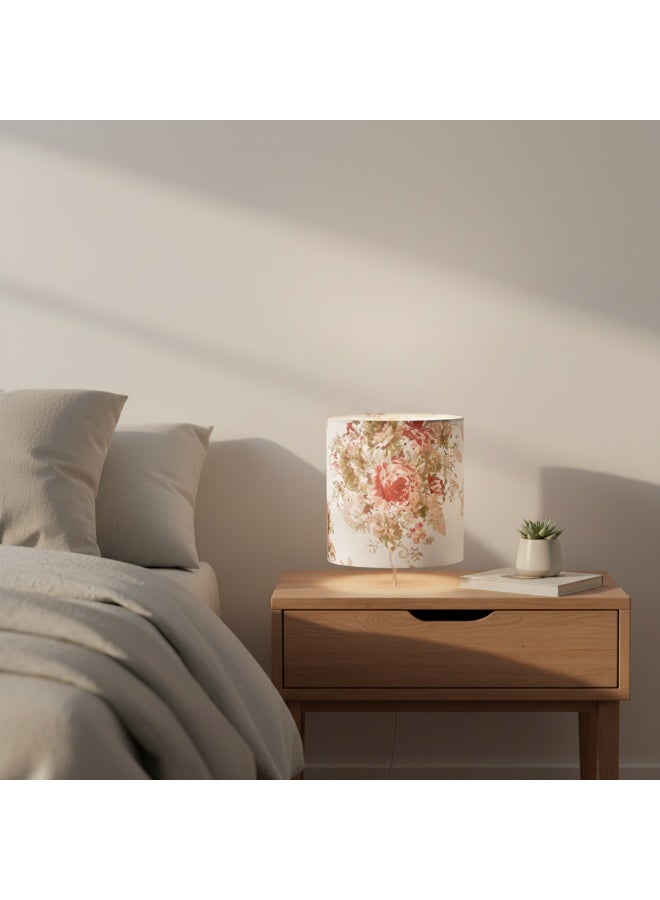 NAGAFA SHOP Natural linen lampshade printed with a clean floral pattern, designed in a tapered shape suitable for modern and classic lamp bases. - Image 5