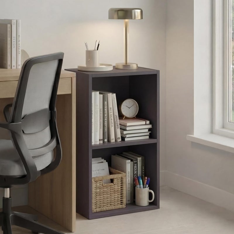 Vida Designs Oxford 2 Tier Cube Bookcase, Grey Wooden Shelving Display Storage Unit Office Living Room Furniture - Image 2