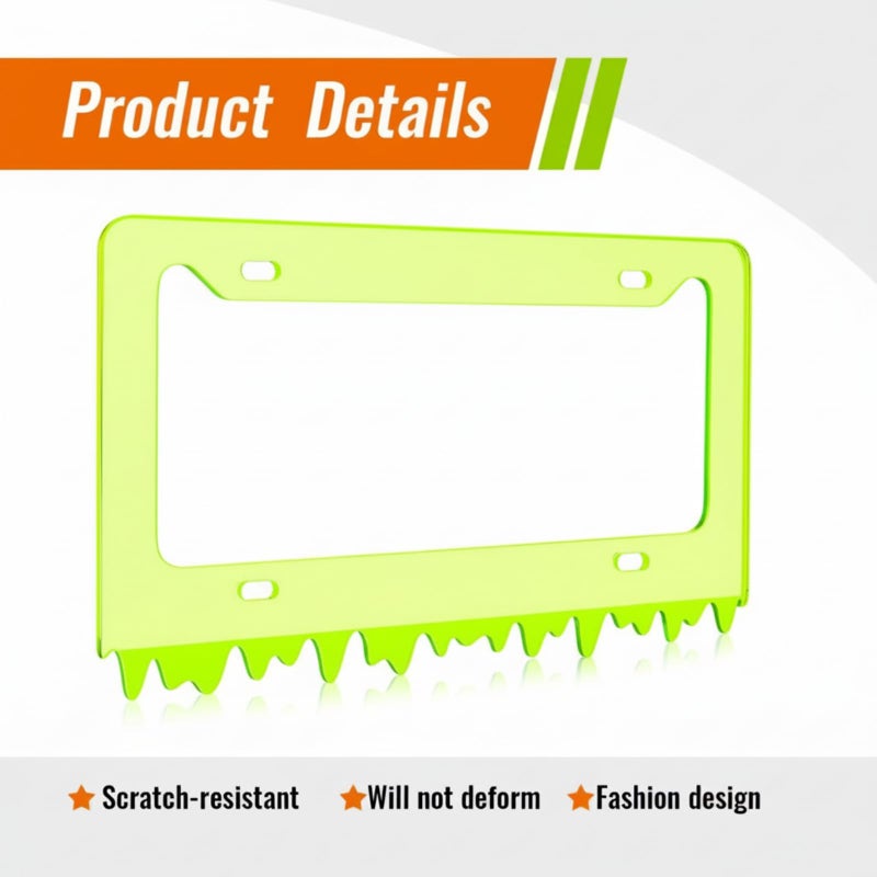 Timtin 1 Sets Fluorescent Green Acrylic License Plate Frame Cover with Screws, Fits Standard 6" x 12" Inches Car Plate, Transparent Universal Car Tag Frame Holder Accessories - Image 3