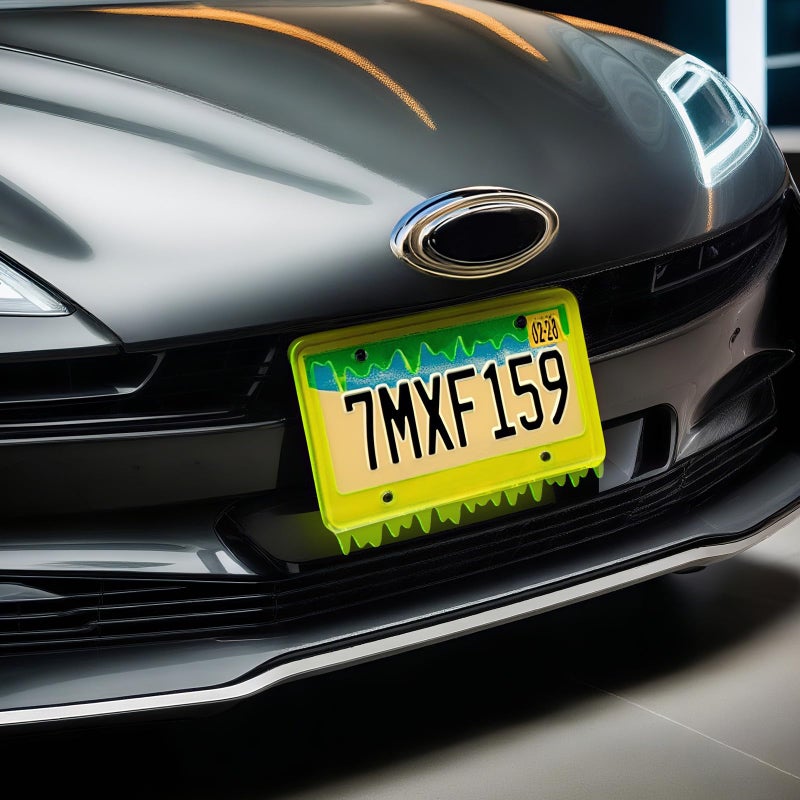 Timtin 1 Sets Fluorescent Green Acrylic License Plate Frame Cover with Screws, Fits Standard 6" x 12" Inches Car Plate, Transparent Universal Car Tag Frame Holder Accessories - Image 4