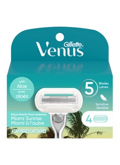 Gillette Venus Miami Sunrise Deluxe Smooth Sensitive, Women's Razor Refills, 4 ct  - Image 1
