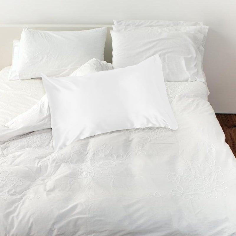 Gatuida Cooling Imitation Silk Pillowcase 51x76cm White Smooth Ice Silk Fabric with Envelope Closure for Sleeping Women and Men Bed Pillow Cover - Image 3