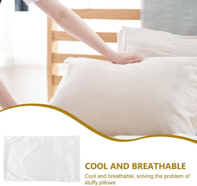Gatuida Cooling Imitation Silk Pillowcase 51x76cm White Smooth Ice Silk Fabric with Envelope Closure for Sleeping Women and Men Bed Pillow Cover - Image 5
