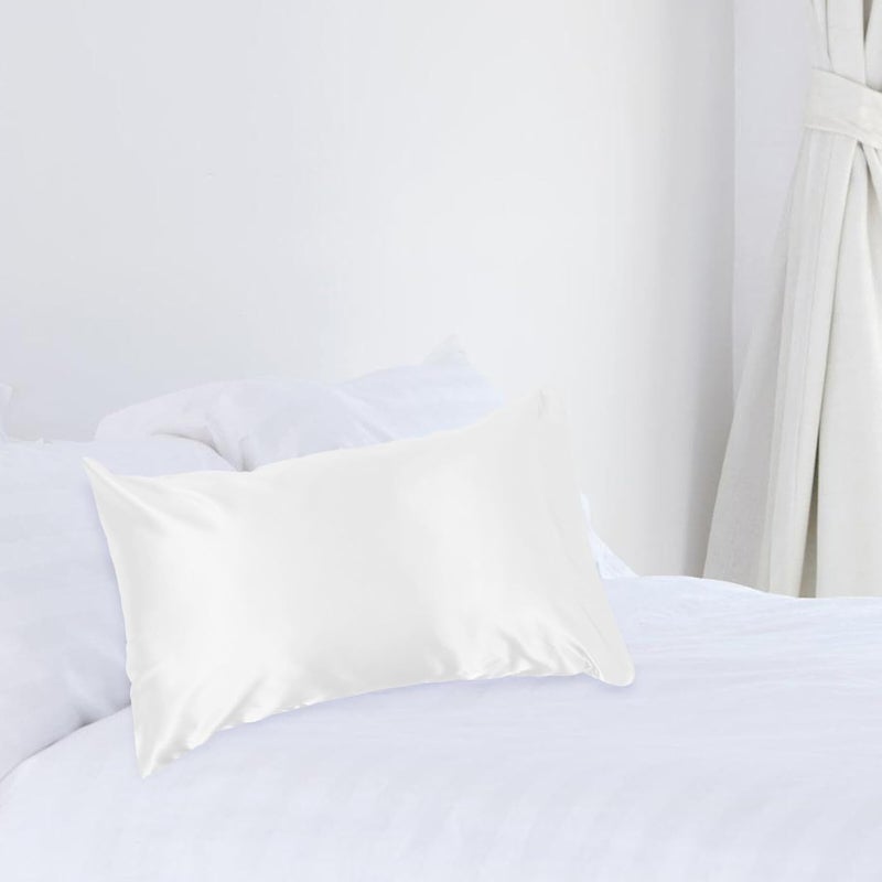 Gatuida Cooling Imitation Silk Pillowcase 51x76cm White Smooth Ice Silk Fabric with Envelope Closure for Sleeping Women and Men Bed Pillow Cover - Image 4