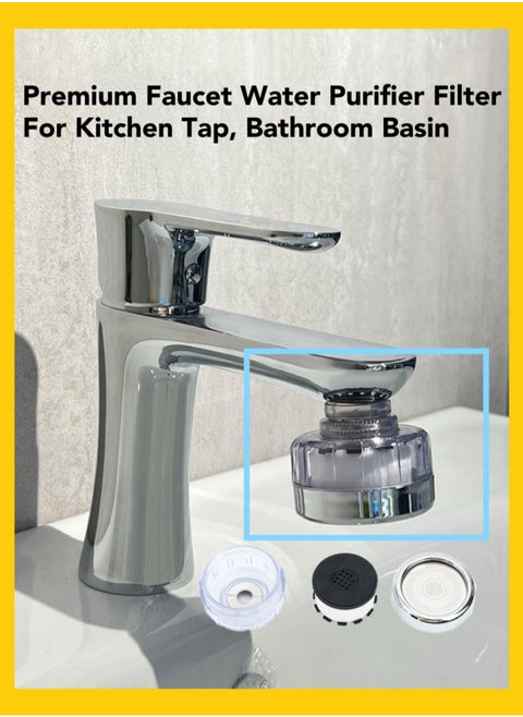 Premium Faucet Water Filter Kit for Home Drinking with Triple Filtration, Water Purifier Filter for Kitchen Sink Bathroom Tap Washbasin, Water Filter Tap Sink Filter Rust Filter Remove Rust Chlorine