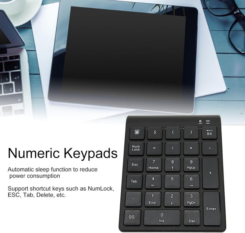 klarako Wireless Bluetooth Numeric Keypad 27 Key, Portable Mini Input Number Pad External Number Keypad Support Shortcut Keys for Laptop Tablet - Image 4