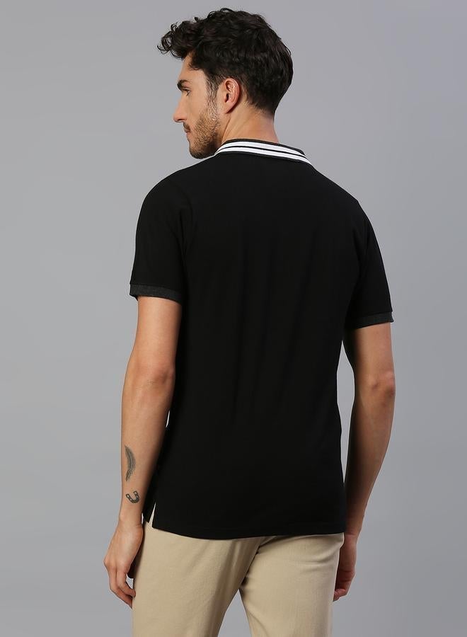 Dennis Lingo Men'S Black 100% Cotton Solid Pattern Regular Fit T-Shirt - Image 2