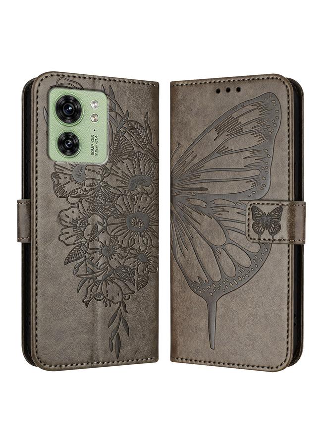 erorex Case For Motorola Edge 40 5G Global/Edge 2023 US Embossed Butterfly Leather Phone Case - Image 1