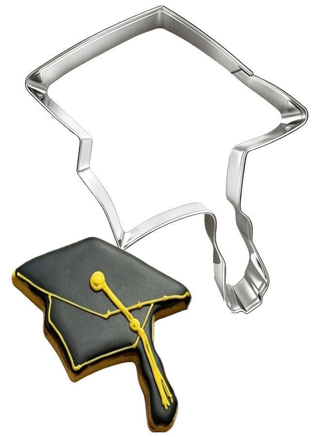 Q-BAKER 4.4" Graduation Cap Cookie Cutter, Stainless Steel Molds Graduation Cap for High School College Parties - Image 1