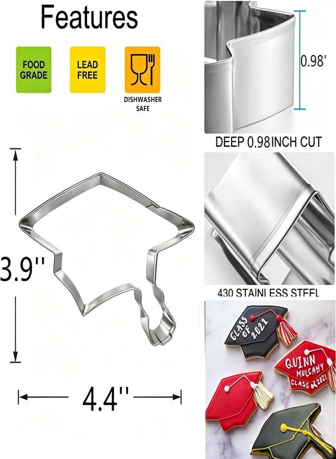 Q-BAKER 4.4" Graduation Cap Cookie Cutter, Stainless Steel Molds Graduation Cap for High School College Parties - Image 2