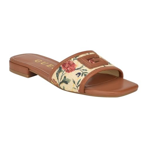 GUESS Women's Tampa Flat Sandal, Natural Multi 111, 6 - Image 1