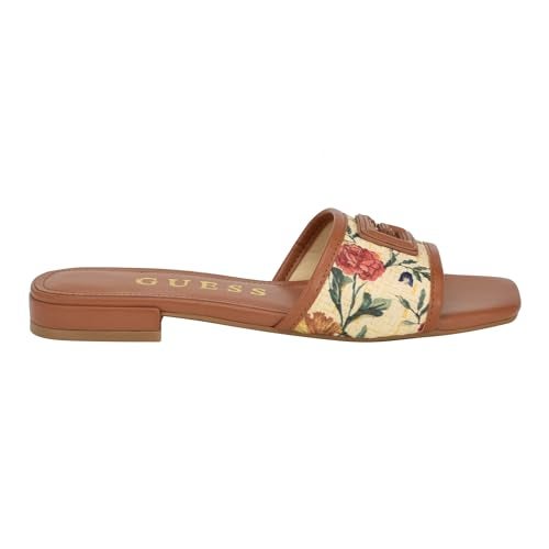 GUESS Women's Tampa Flat Sandal, Natural Multi 111, 6 - Image 5