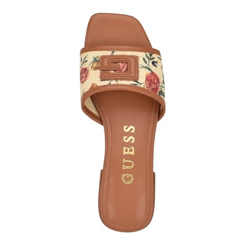 GUESS Women's Tampa Flat Sandal, Natural Multi 111, 6 - Image 2
