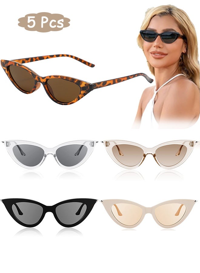 Quantum 5 Pairs Women's Retro Cat Eye Sunglass UV400 Protection Sun Glasses, Fashion Anti-glare Sun Shades for Women, Sun Protection Sunglasses Suitable for Summer Outdoor Beach Travel Camping - Image 1