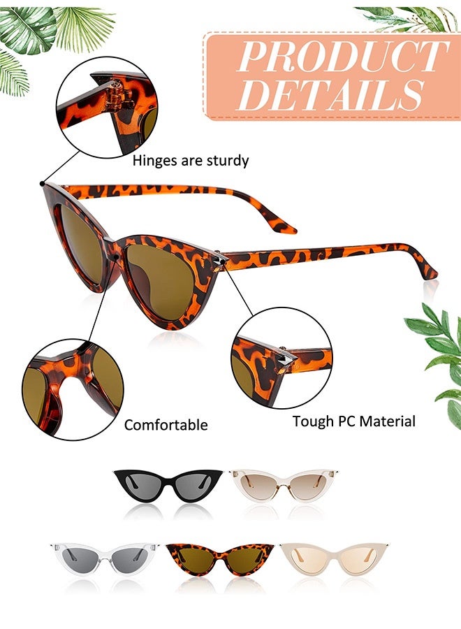 Quantum 5 Pairs Women's Retro Cat Eye Sunglass UV400 Protection Sun Glasses, Fashion Anti-glare Sun Shades for Women, Sun Protection Sunglasses Suitable for Summer Outdoor Beach Travel Camping - Image 3