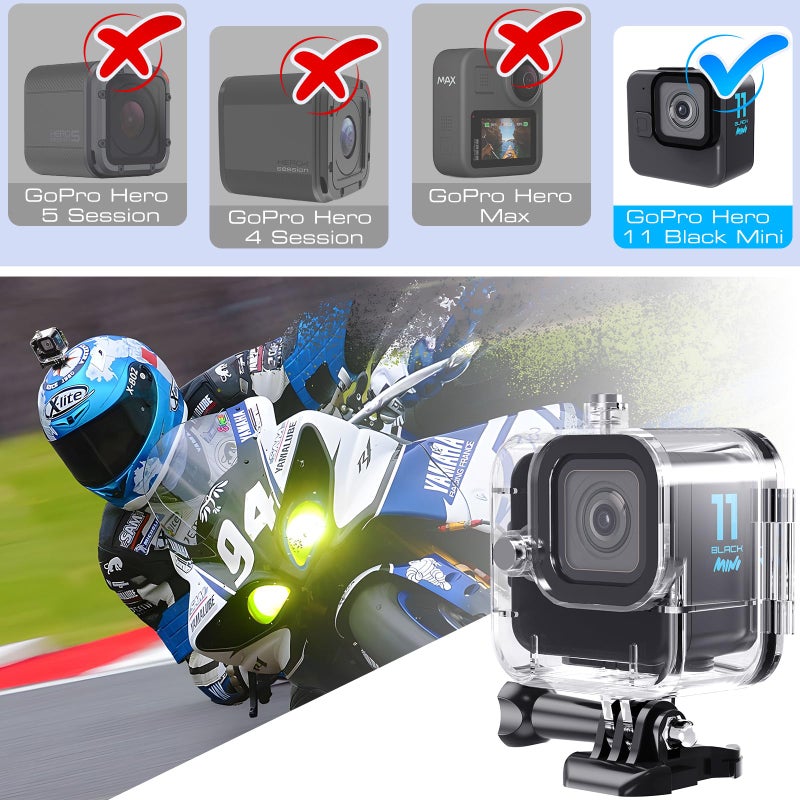 HONGDAK Waterproof Housing Case for GoPro Hero11 Black Mini,169ft/60M Diving Protective Housing Shell for Hero 11 Mini Underwater Dive Case with Mount Thumbscrew & 12PCS Anti-Fog Insert (Black) - Image 2