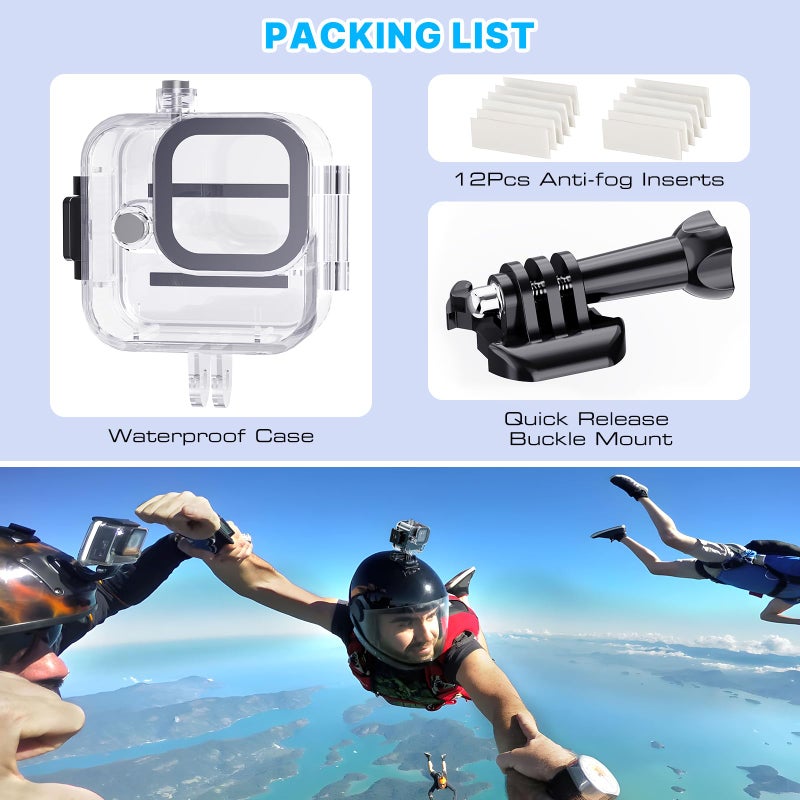 HONGDAK Waterproof Housing Case for GoPro Hero11 Black Mini,169ft/60M Diving Protective Housing Shell for Hero 11 Mini Underwater Dive Case with Mount Thumbscrew & 12PCS Anti-Fog Insert (Black) - Image 5