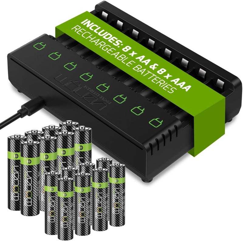 Venom Rechargeable Battery Charging Dock plus 8 x AA 2100mAh and 8 x AAA 800mAh Batteries - Image 1