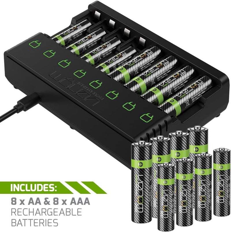 Venom Rechargeable Battery Charging Dock plus 8 x AA 2100mAh and 8 x AAA 800mAh Batteries - Image 5
