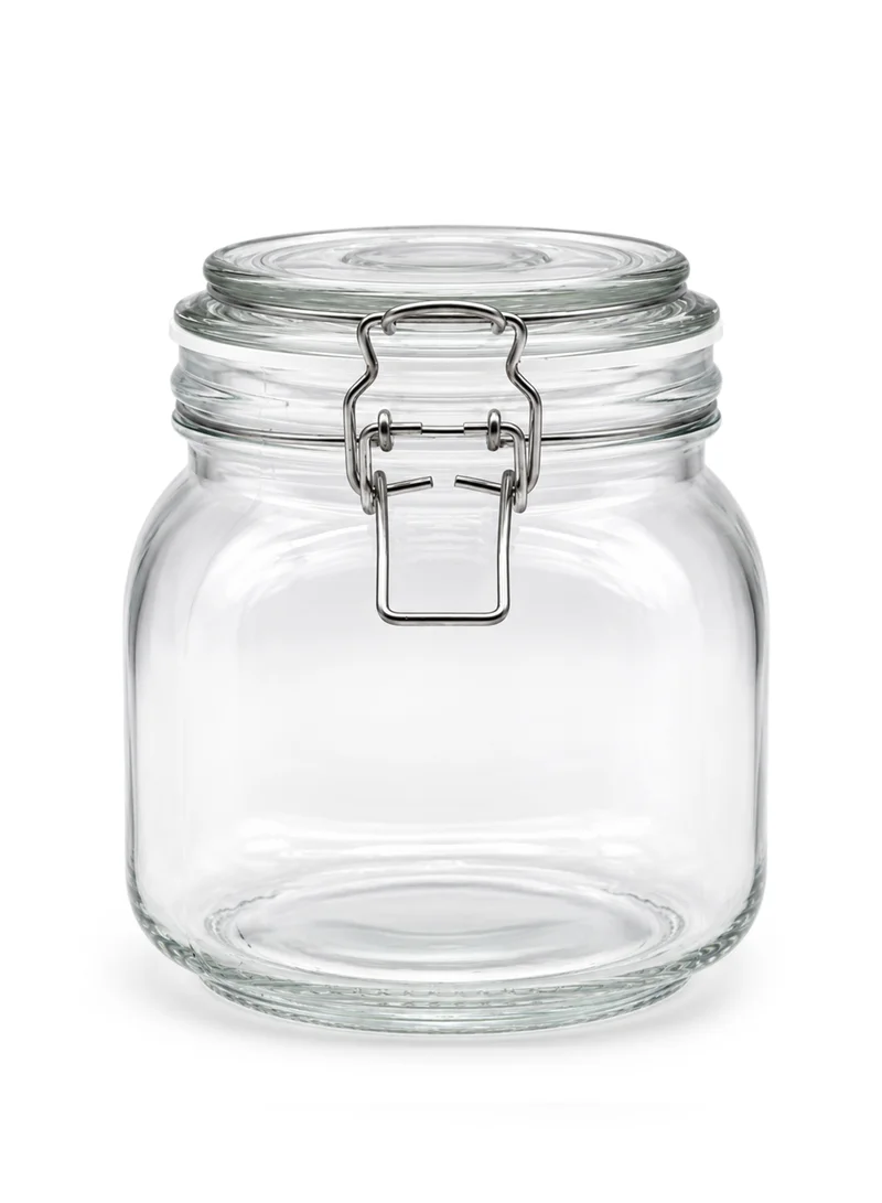 Cuisine Art Cuisine Art Glass Storage Jar with Clip Lid 800 ml, Clear Glass Food Container with PP Sealing Ring, Clip Top Pantry Canister for Coffee, Sugar, Tea, Spices, Nuts & Dry Food, 11.5 x 12 cm