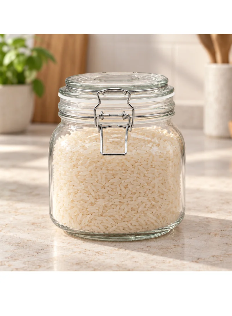 Cuisine Art Cuisine Art Glass Storage Jar with Clip Lid 800 ml, Clear Glass Food Container with PP Sealing Ring, Clip Top Pantry Canister for Coffee, Sugar, Tea, Spices, Nuts & Dry Food, 11.5 x 12 cm