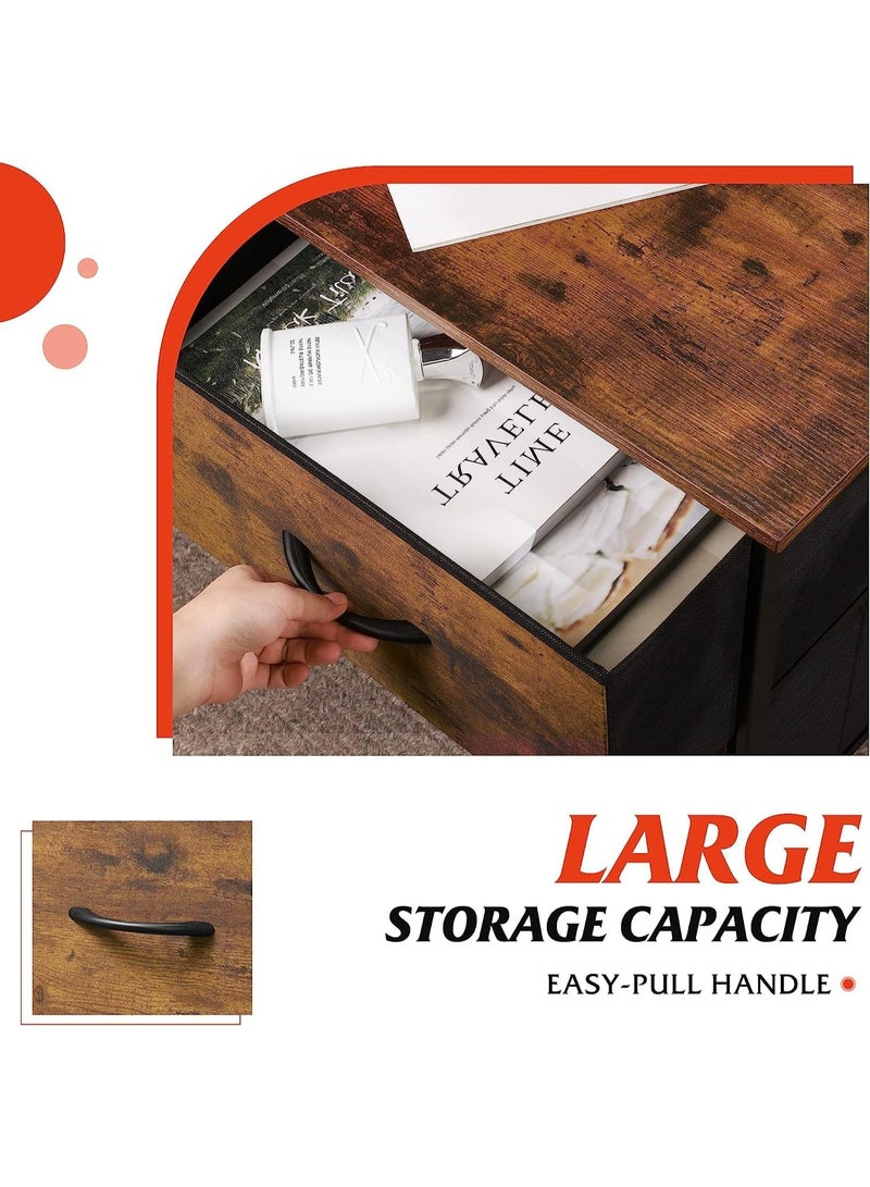 شو وو خزانة أدراج بثلاث طبقات، منظم تخزين من قماش غير منسوج، خزانة بجانب السرير، طاولة جانبية معدنية، طاولة قهوة، طاولة جانبية، صندوق قماش قابل للإزالة، رف تخزين بدرجين للمنزل والمكتب - Image 5