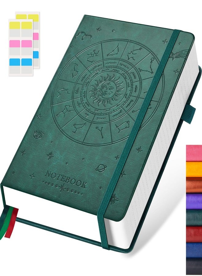 FOCUS DAY Hardcover Notebook Journal, A5 Lined Daily Journal College Ruled Notebook for Women Men, 320 Pages Thick Writing Journal Notebook for School Work, Dark Green Leather Notebook, 5.7'' X 8.4'' - Image 1