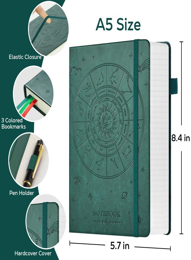 FOCUS DAY Hardcover Notebook Journal, A5 Lined Daily Journal College Ruled Notebook for Women Men, 320 Pages Thick Writing Journal Notebook for School Work, Dark Green Leather Notebook, 5.7'' X 8.4'' - Image 2