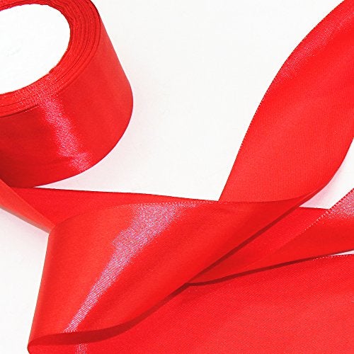 Model Worker 2" Wide Solid Single Face Satin Ribbon 25 Yards for Wedding Details, Sewing Projects, Gift Wrapping, Invitation Embellishments and Crafting Projects (Red) - Image 3