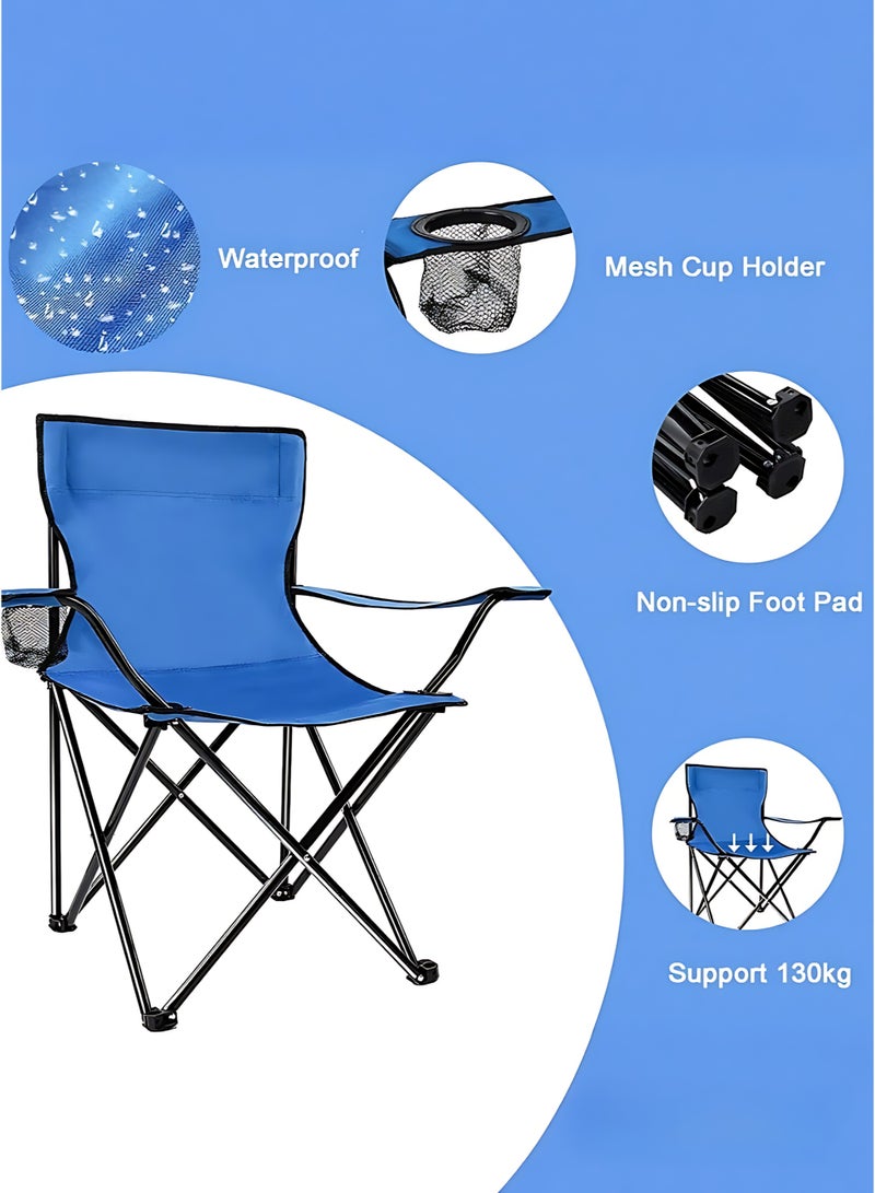Outdoor Foldable Camping Chair with Bottle Holder, Portable Oxford Cloth Chair for Picnic, Beach & Fishing - Image 2