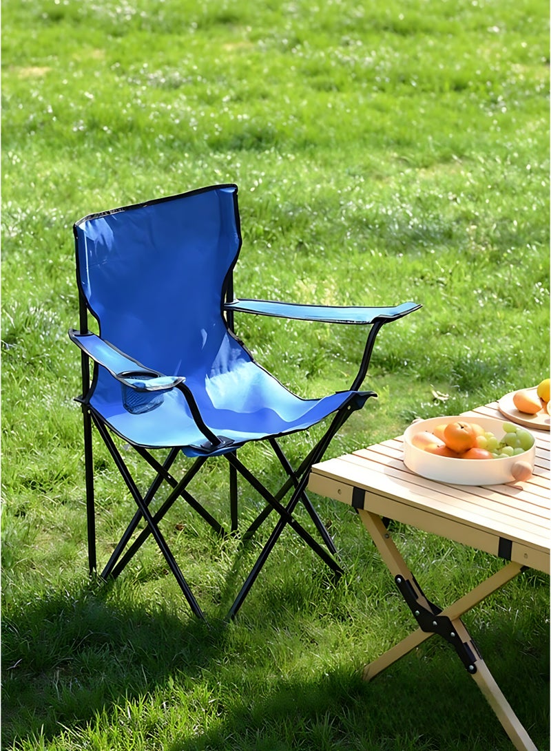 Outdoor Foldable Camping Chair with Bottle Holder, Portable Oxford Cloth Chair for Picnic, Beach & Fishing - Image 3