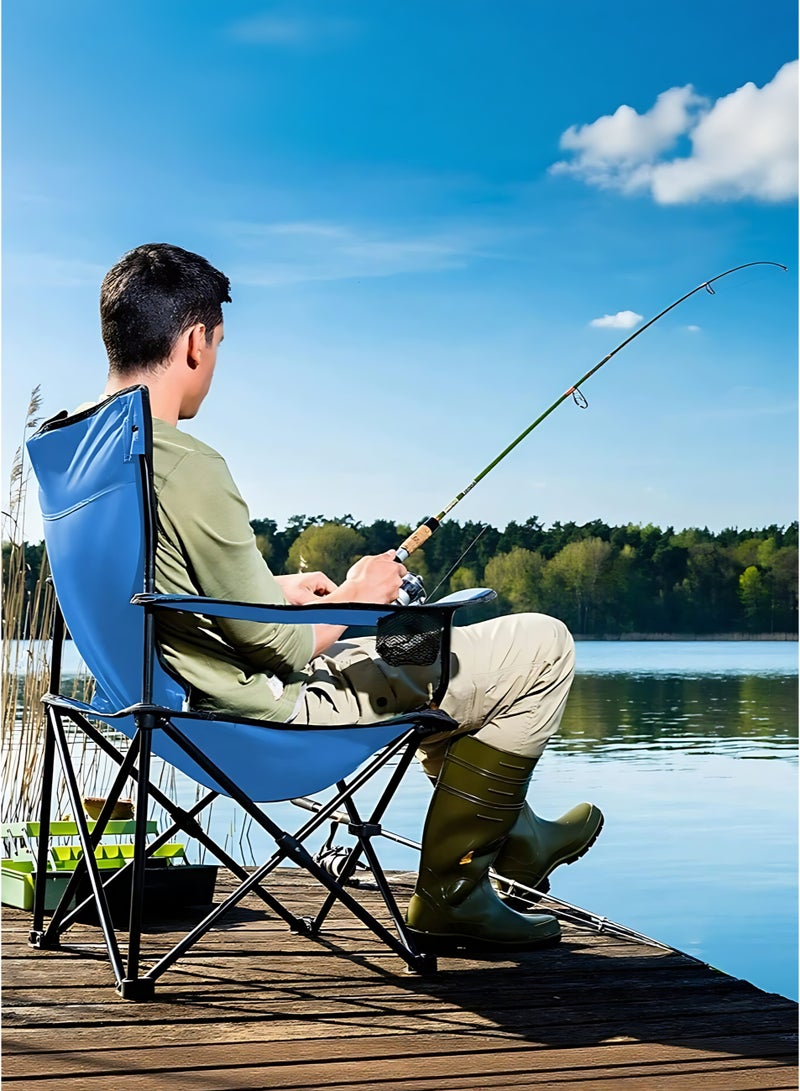 Outdoor Foldable Camping Chair with Bottle Holder, Portable Oxford Cloth Chair for Picnic, Beach & Fishing - Image 5