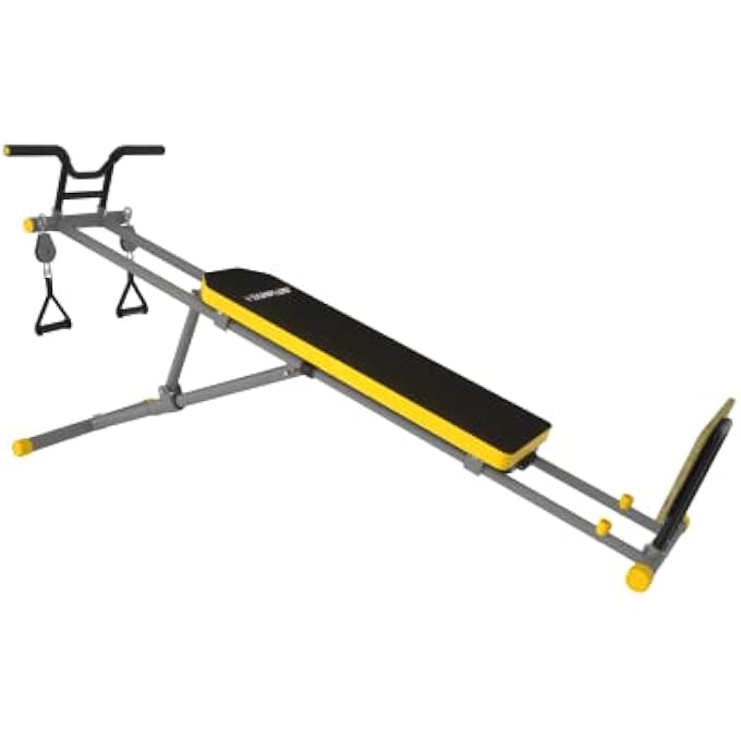 rayihni آلة لياقة بدنية منزلية قابلة للطي من تيك بلس جيمفورم متعددة الاستخدامات مع تدريب قوة و10 مستويات مقاومة وملحقات - أكثر من 100 تمرين - Image 1