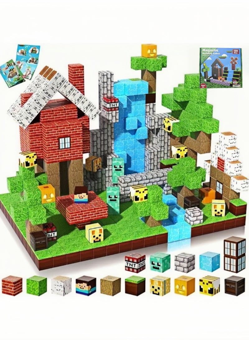 Magnetic Building Blocks,100PCS MagneticToys ，Building Cube Gamefor Age 3 +,STEM Montessori Sensory Toys,2cm Magnet Cubes ,Gifts For Kids - Image 1