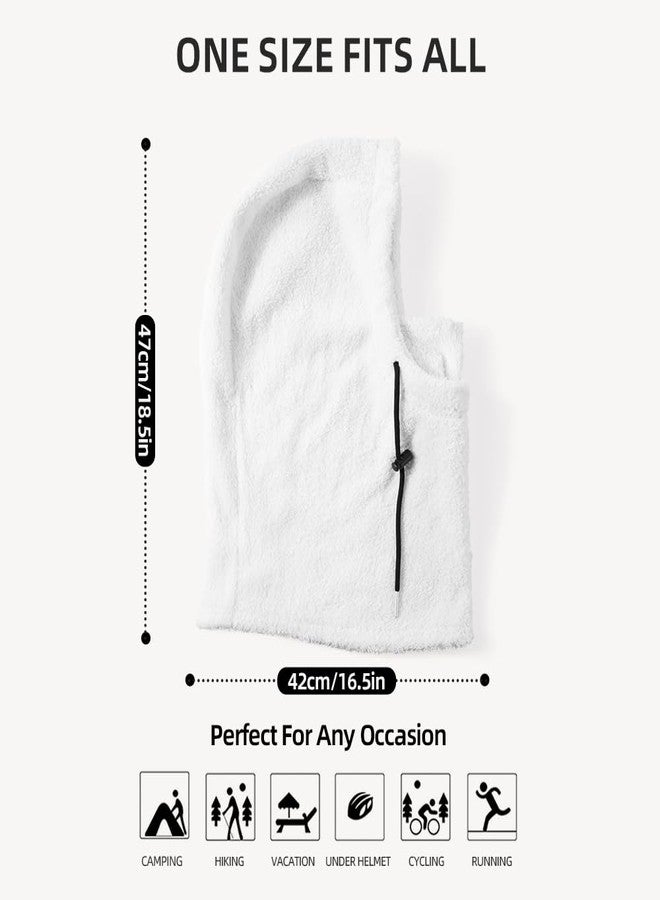 MVPTOO Balaclava Fleece Ski Mask for Men Women Winter Face Masks Windproof Hooded Scarf Cold Weather Hat Neck Warmer(Black), White, One size - Image 5