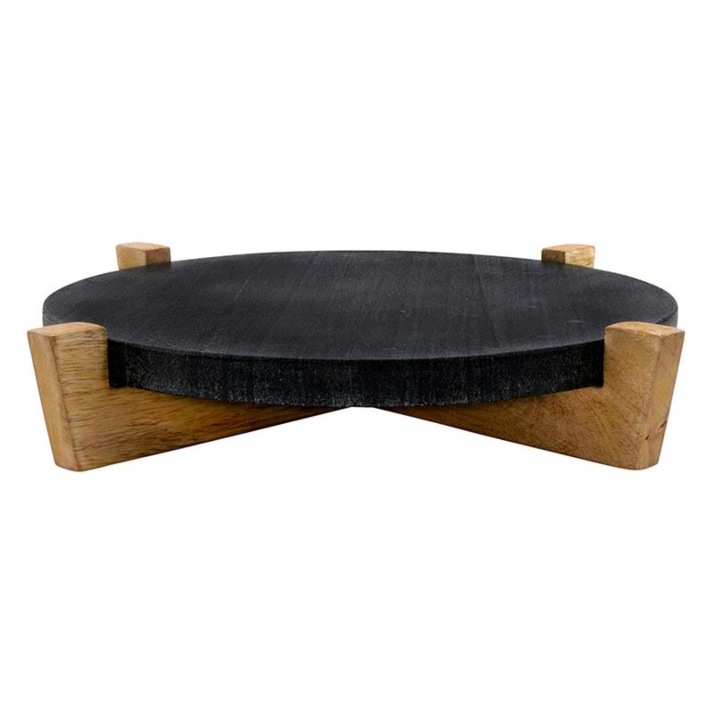 Santa Barbara Design Studio Charcuterie Boards for Cheese, Meat, and Fruit Marble Board on Mango Wood Stand, 12.25" L x 10" W x 2" H, Black - Image 1