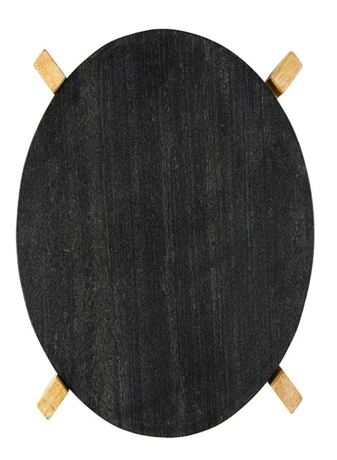 Santa Barbara Design Studio Charcuterie Boards for Cheese, Meat, and Fruit Marble Board on Mango Wood Stand, 12.25" L x 10" W x 2" H, Black - Image 2