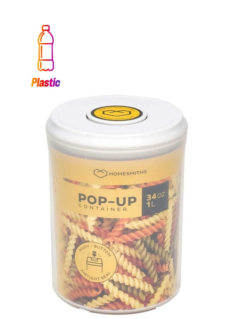 Homesmiths Airtight 1 Liter Round Food Popup Container - Image 1