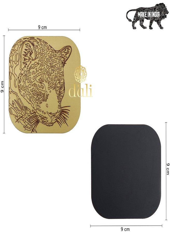 DULI Lasercut MDF Wooden Coasters for Tea Coffee Tea Coasters, Coffee Coasters, Kitchen, Dinning (Set of 4) (Gold Leopard) - Image 2
