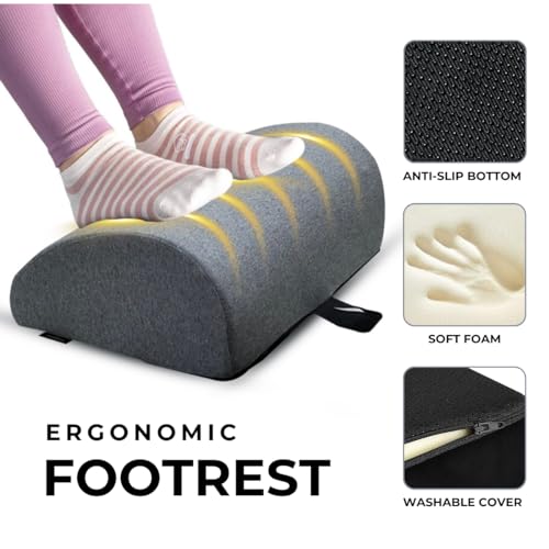 Samadhaan Foot Rest for Office Chair | Foot Stool for Sofa | Ergonomic Foot Rest under Table/Desk | Leg Resting Stool | Removable Cover | Grey - Image 2