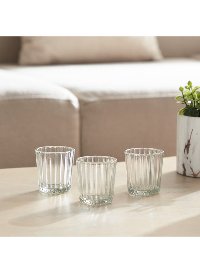 Home Box Tria Clear 3-Piece Tealight Holder Set 6 x 6 x 6 cm - Image 2